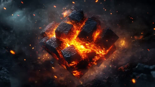 Explosive Eruption of Molten Rocks Engulfed in Fiery Chaos