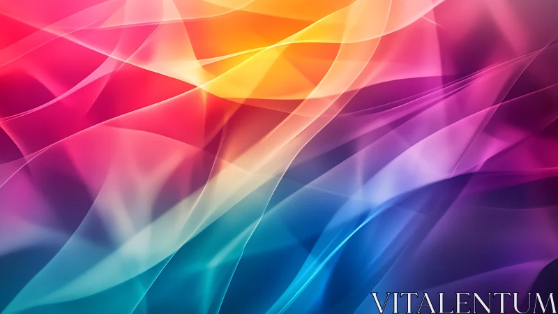 Soft rainbow waves of light drifting through a dreamy sky.