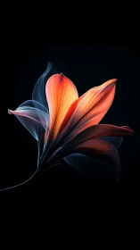 Luminous Bloom: Nature's Fiery Grace Against Darkness.