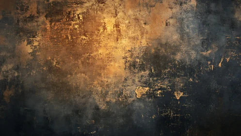Grunge Abstract Texture with Golden and Dark Tones, Modern Art.
