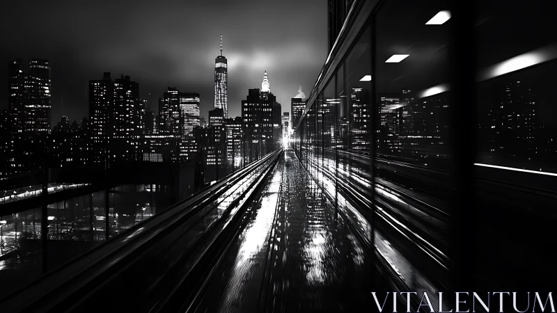 Midnight rails carve silver echoes through the neon skyline