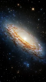 Spiral galaxy with bright core in dense star field.