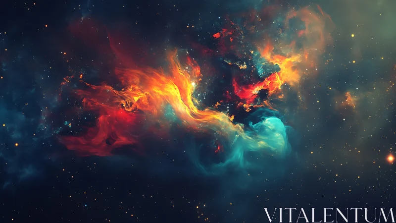 Spectral nebular turbulence with chromatic plasma vortices.