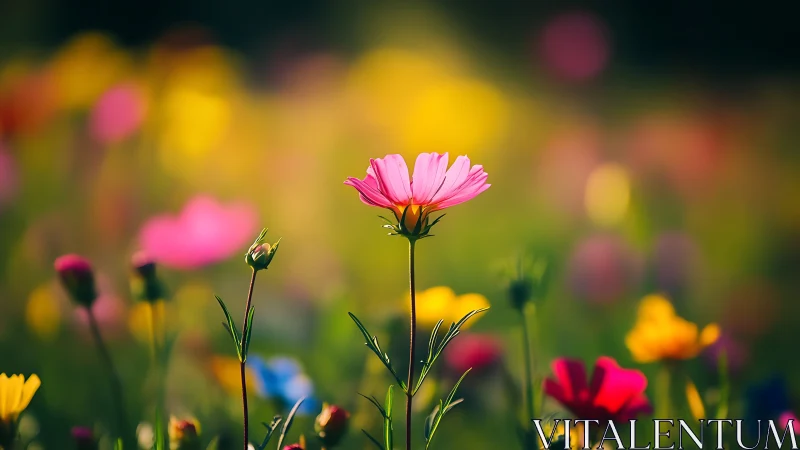 Pink Cosmos Pirouettes in Wildflower Reverie.