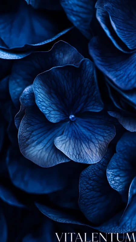 Deep Blue Petals Glowing in Twilight Darkness