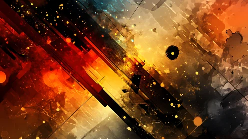 Angular nova collision in molten city of light and shadow.