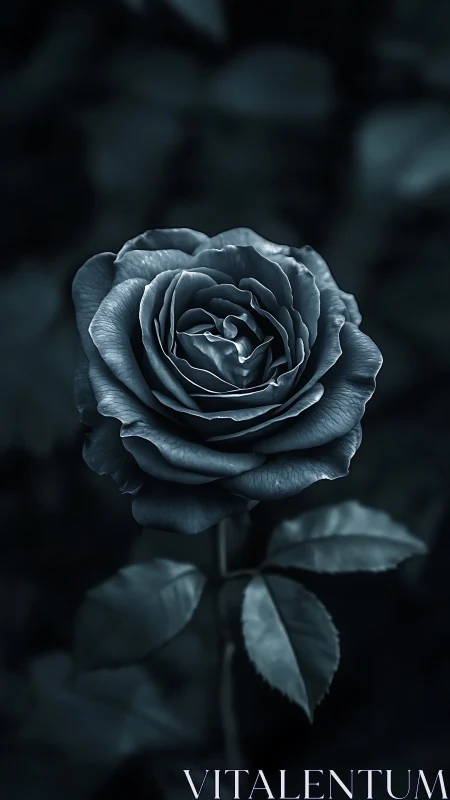 Monochromatic Rose in Shadow: Sculptural Floral Study.