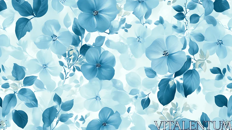 Serene Blue Blossoms Dance Across a Luminous Canvas.