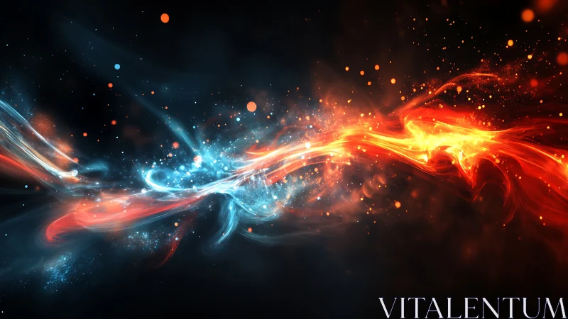 Dynamic Energy Flow: Luminous Particles Converging Across Dark Space.