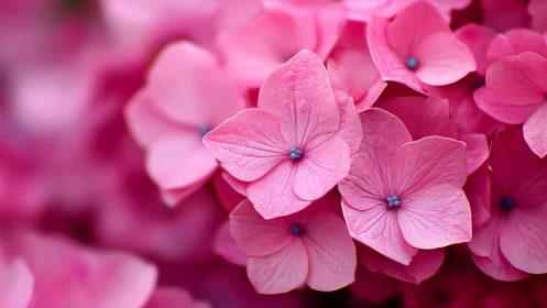 Four-Petaled Pink Hydrangea Flowers Display Intricate Stamen Architecture