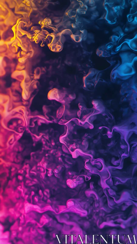 Multicolored fluid gradient with abstract swirling forms.