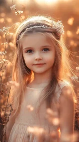 Golden Hour Wonder: A Child's Enchanted Portrait.