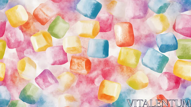 Colorful Watercolor Candy Cubes Pattern