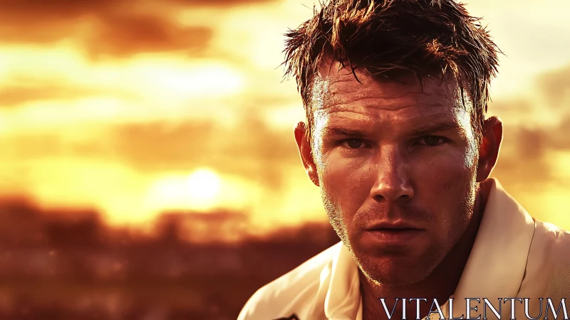 Close-up athletic portrait in warm golden hour backlight