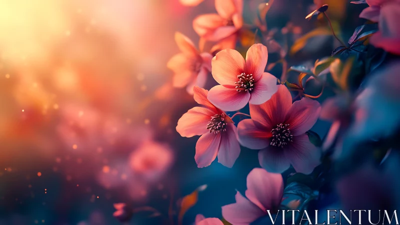 Golden Hour Cosmos: Dreamlike Floral Rendering.