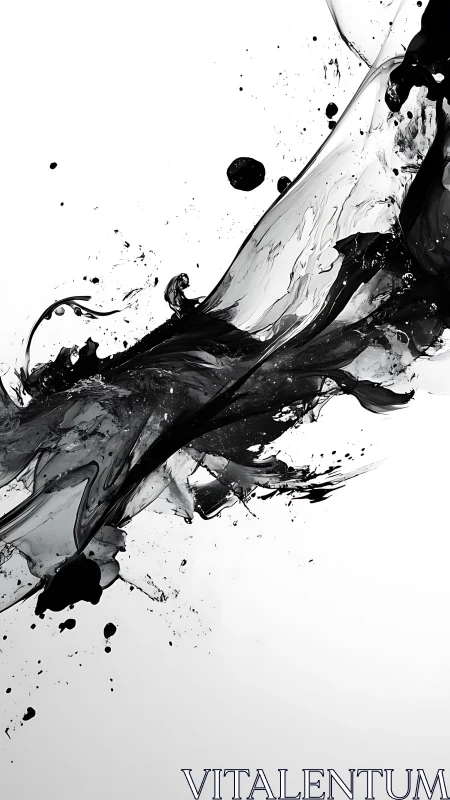 High-velocity monochrome fluid jet in dynamic splash formation.