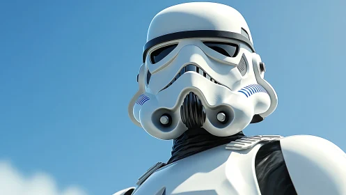 Stormtrooper armor rendered in high-contrast photorealistic close-up