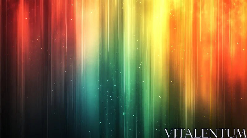 Vibrant Abstract Light Beams in Rainbow Colors Digital Art.