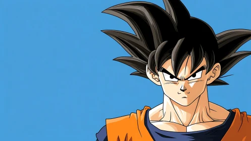 High-contrast cel-shaded anime warrior portrait on blue ground