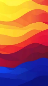 Layered chromatic wave bands from warm sunrise to deep blue