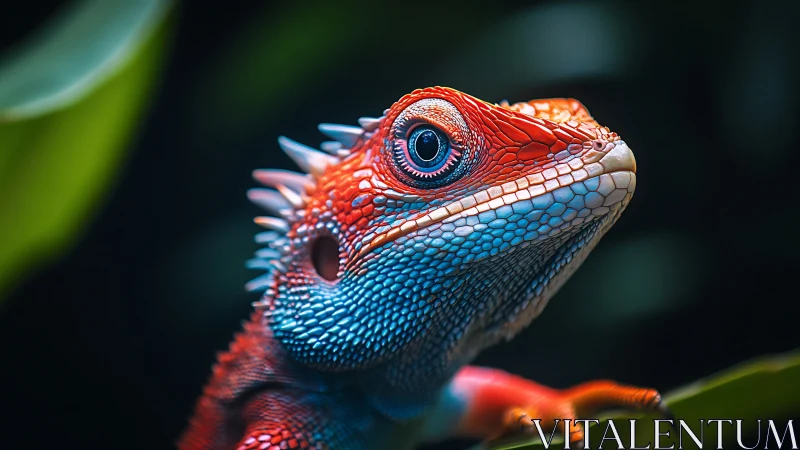 Vibrant reptile portrait glows against a deep jungle blur