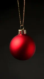 Photographic study of red matte bauble on dark ground.