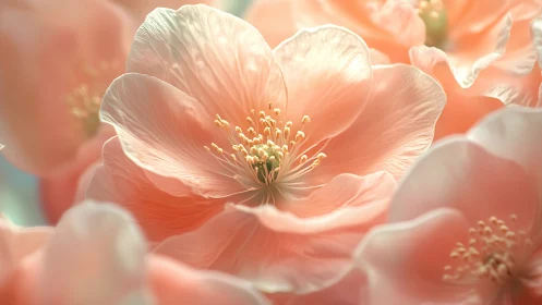 Macro analysis of peach floral petals under soft diffusion.