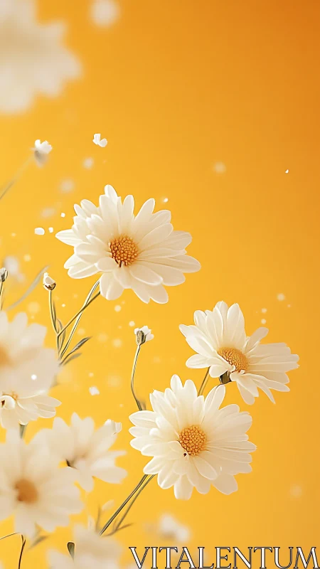 White Daisies on Warm Yellow Background.