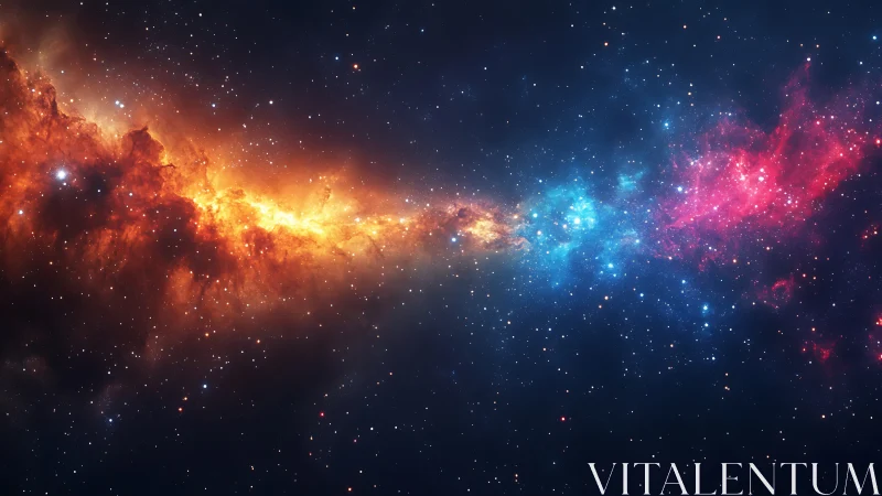 Color-swept galactic nebula stretches across deep space.