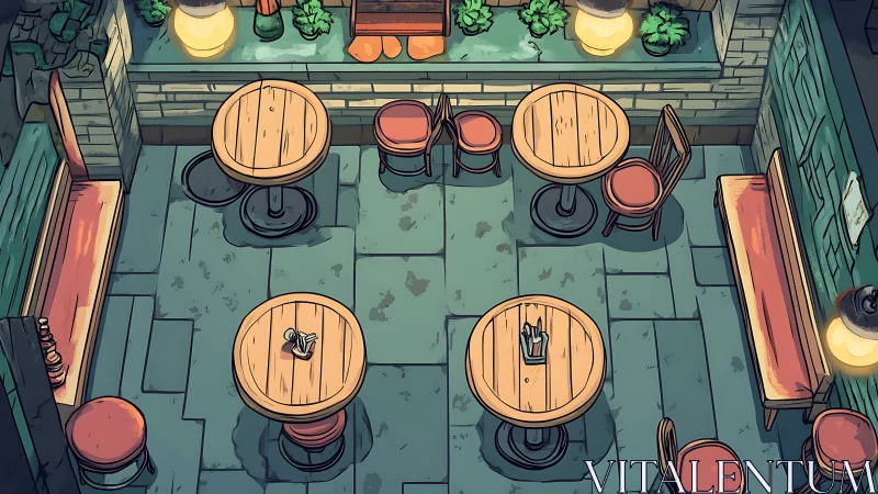 Cozy rooftop bistro waits under warm lantern hush.