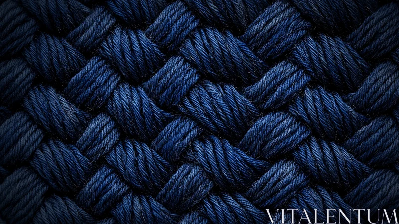 Macro study of interwoven navy rope strands under soft light