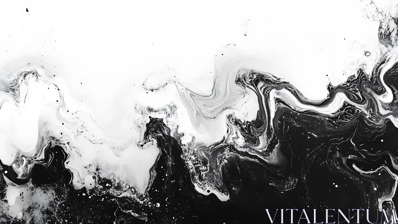 Monochrome fluid dynamics in high contrast abstract ink flow
