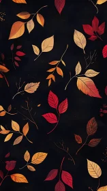 Stylized autumn foliage pattern on dark background with gradient hues