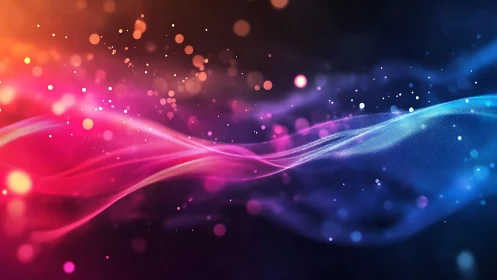 Neon light waves flow through deep cosmic gradient field.