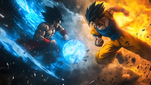 Two blazing warriors collide in a dramatic elemental showdown