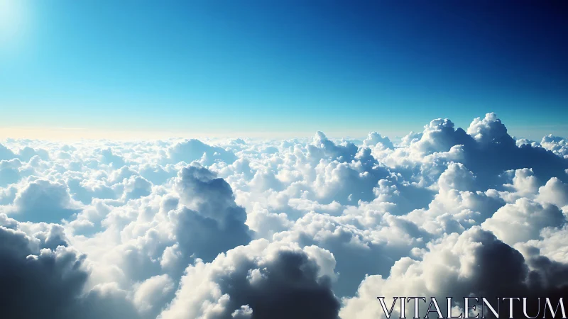 Photorealistic cumulonimbus cloudscape with gradient sky plane.