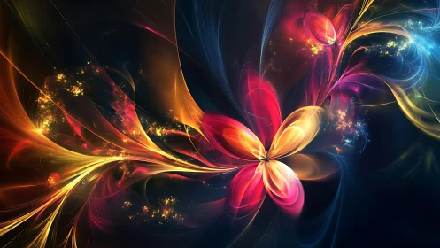 Starlit petal currents swirling through cosmic night bloom.