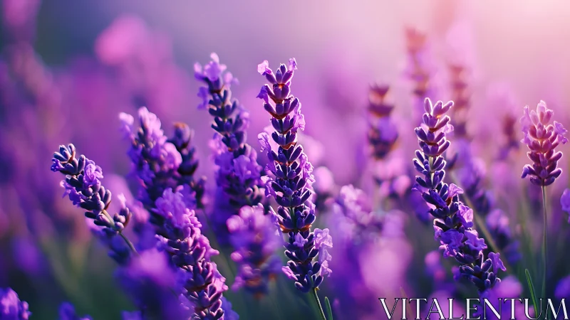 Purple Lavender Field in Soft Focus Bloom.