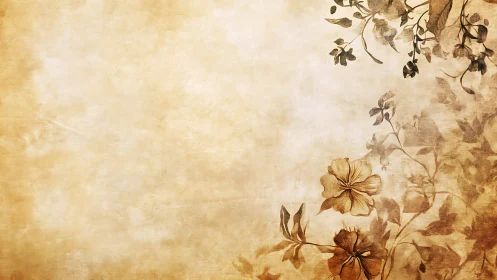 Vintage floral parchment background with sepia blooms