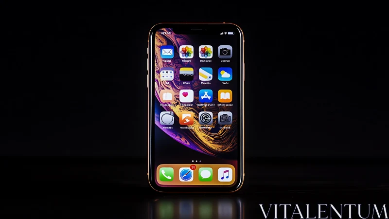 iPhone XS Gold displaying vibrant app ecosystem against black backdrop.