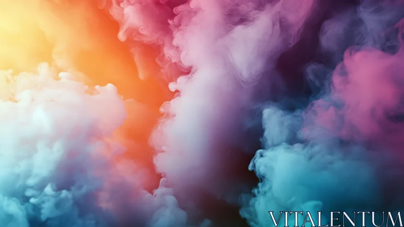 Chromatic vapor plumes in gradient multicolor atmosphere.