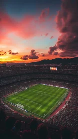 Sunset floods a packed football stadium with electric anticipation