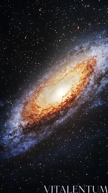 Edge-on spiral galaxy with dense starfield and luminous core