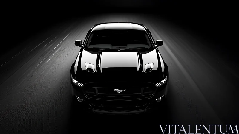 Midnight muscle car portrait in dramatic studio lighting.