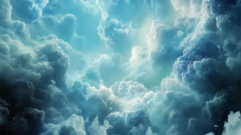 Sky cathedral of clouds opens into a luminous dreamway