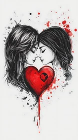 Two Souls Connect: A Sketch of Love and Devotion.