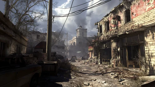 Quiet ruined street invites stories in a forgotten town