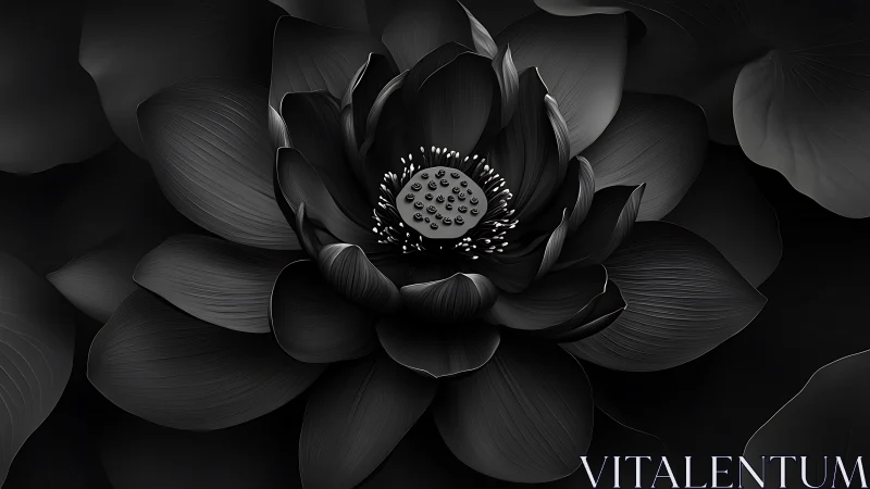Lotus Bloom in Monochrome: Nature's Delicate Symmetry.