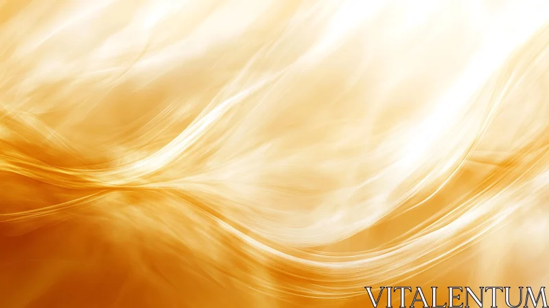 Golden abstract light waves in smooth flowing digital art.