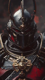 Regal armored guardian glowing with emberlit resolve.